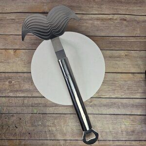 Vintage Stainless Steel Mustache Bottle Opener Spatula Culinary Art Conversation